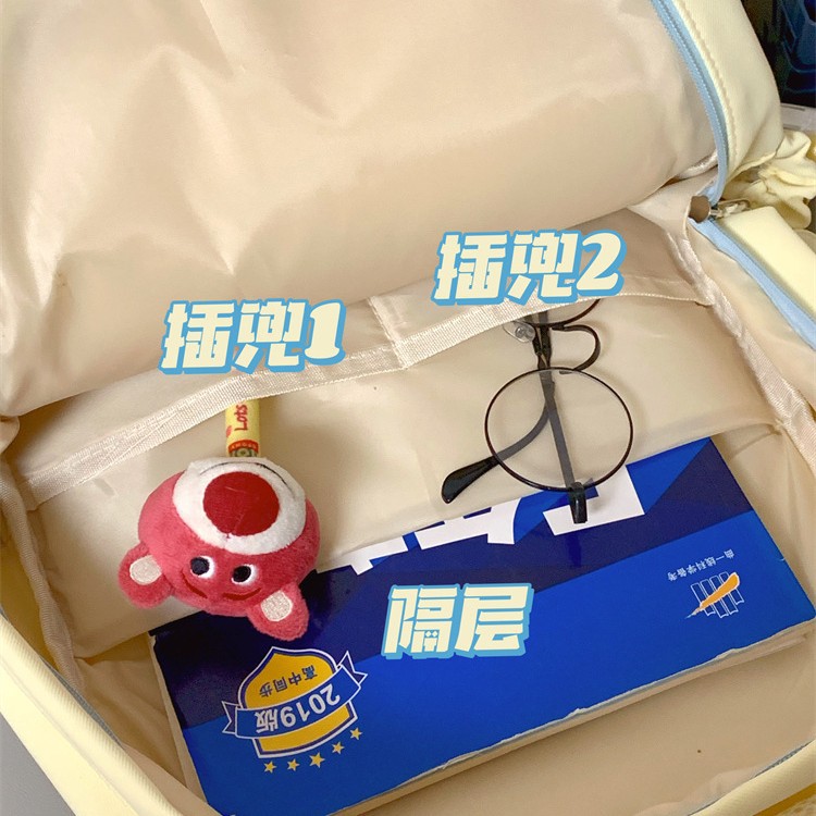 Cute girl crossbody bag with high appearance level, ins dopamine color contrast, two-piece set of backpacks for primary and secondary school students from grades 3 to 6 Application Scenario