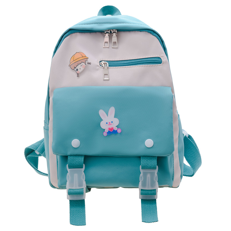 New cartoon color-blocking backpack, cute student schoolbag, casual and fashionable children's backpack for boys and girls Item Picture