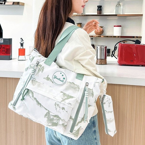 A new high-appeal Chinese-style, fresh and sweet after-school bag for junior and senior high school students, a color-matched lightweight travel backpack for spring outings details Picture