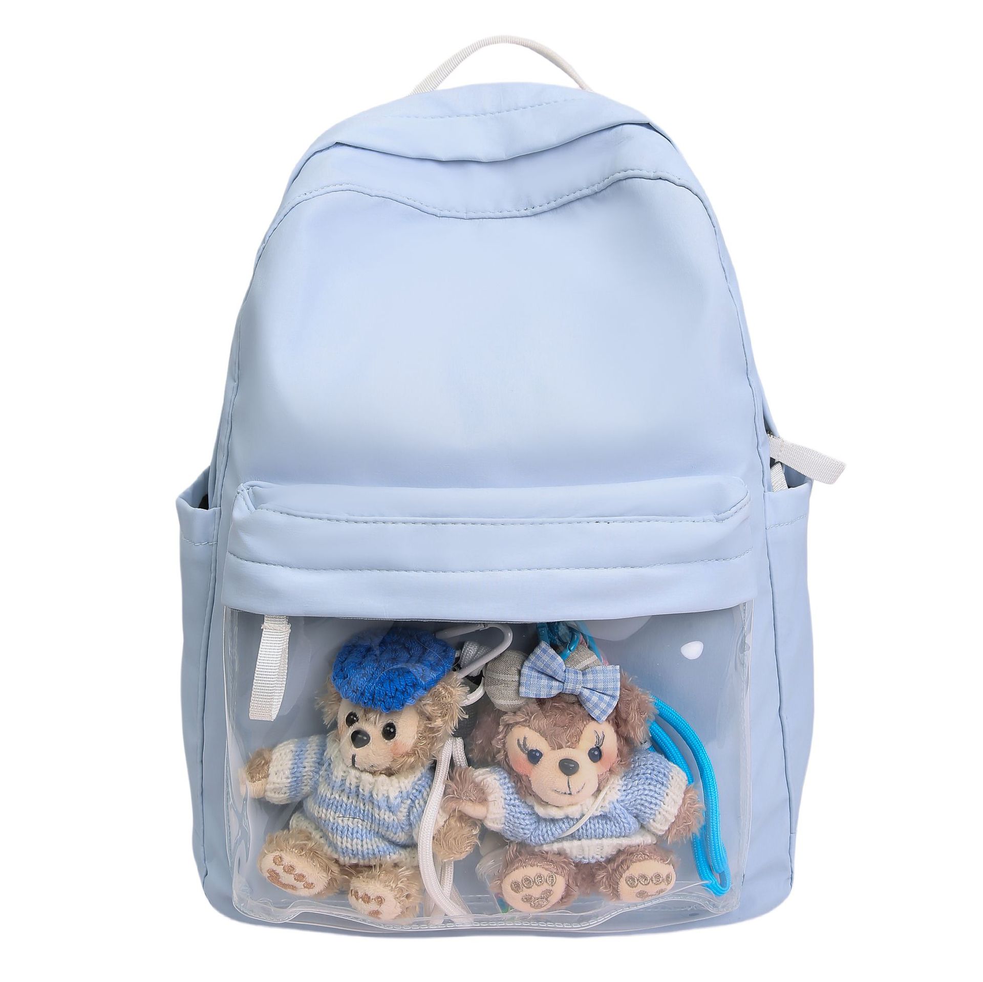 Summer new ins fresh, high-appearance-level sweet girl travel backpack, transparent double-layer backpack for junior and senior high school students Item Picture