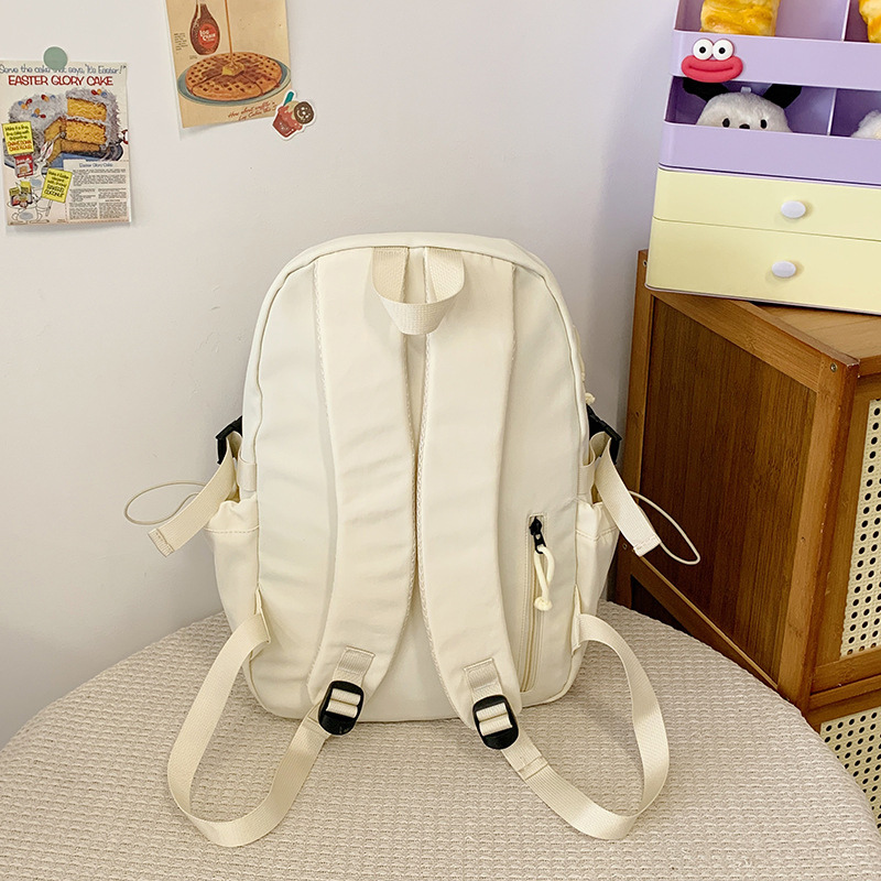 A drawstring color-blocking Haraju-style schoolbag with a unique design sense for girls, a versatile backpack for commuting, and a lightweight backpack for junior and senior high school students Specification drawing