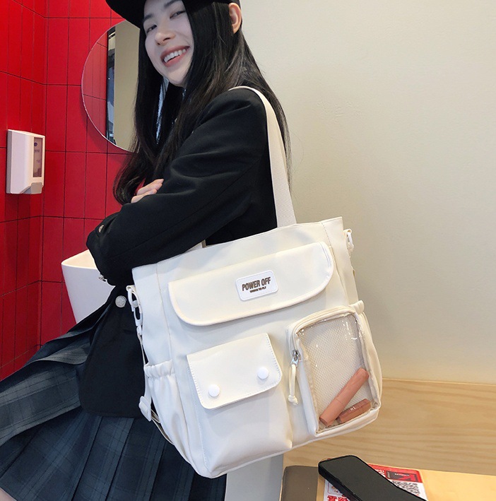 Korean version of ins large-capacity student class bag, transparent pain bag, Japanese style Harajuku high appearance level teenage girl single-shoulder crossbody bag full figure