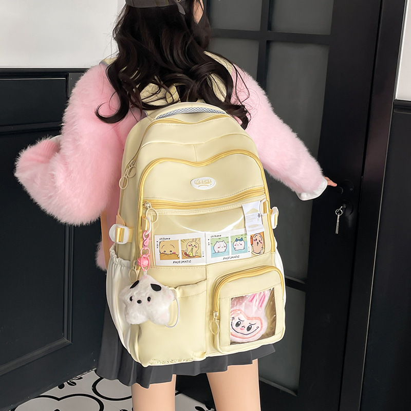 New high-appearance-level forest-themed fresh and clean schoolbag for girls, large-capacity lightweight backpack for junior and senior high school students with multiple compartments full figure