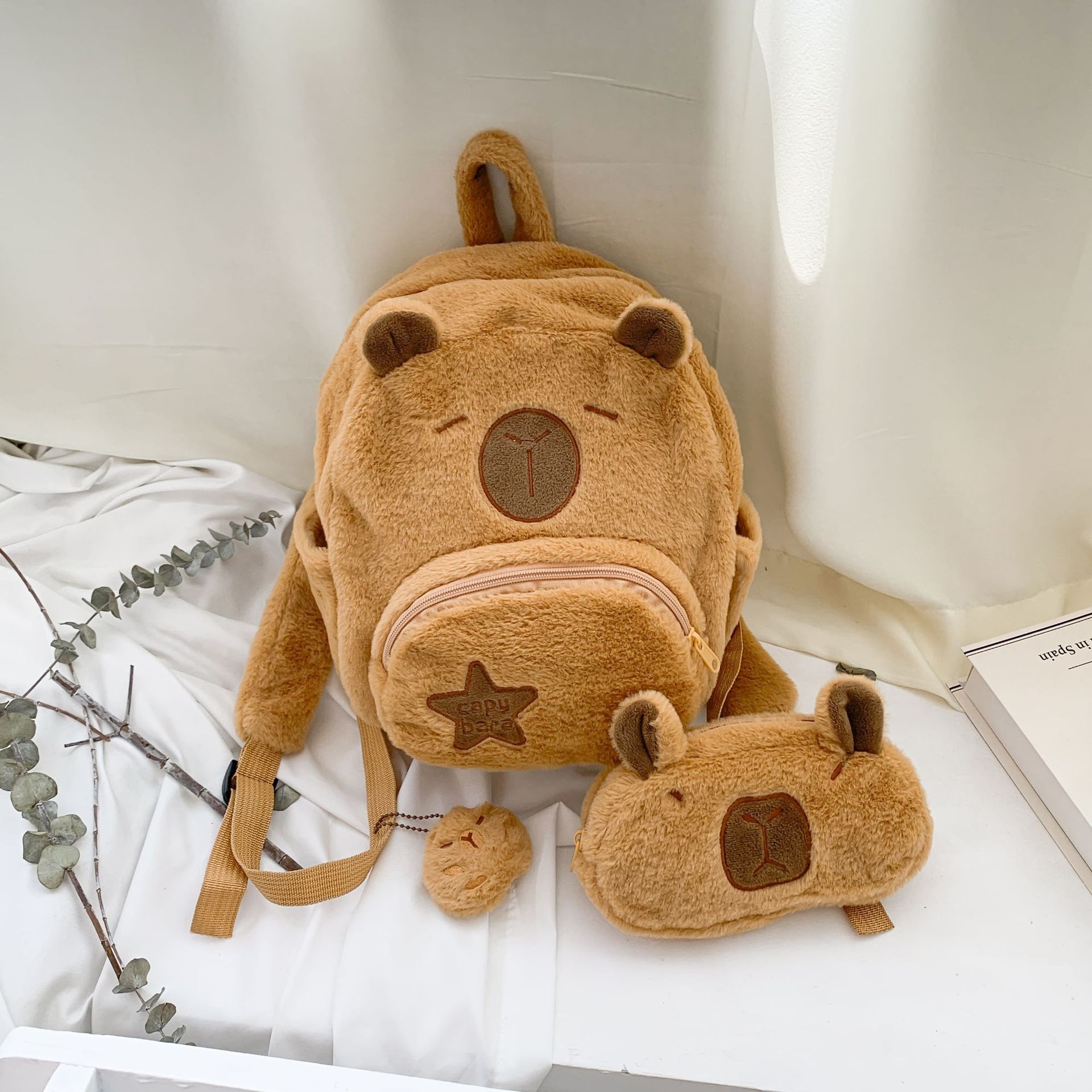 New Kapipala plush bag set, cartoon and cute, cute handbag, plush toy bag, birthday present full figure