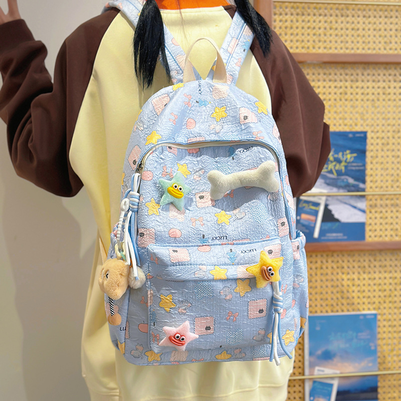 Japanese-style high-appearance-level college student backpack, Instagram cute large-capacity soft girl backpack, versatile travel backpack full figure