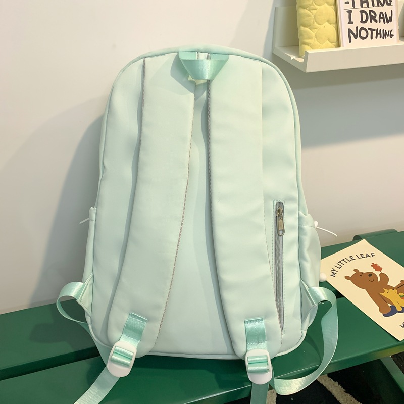 Fresh and sweet solid-color, versatile and simple schoolbag for junior and senior high school students, lightweight and large-capacity backpack for casual commuting outside Specification drawing
