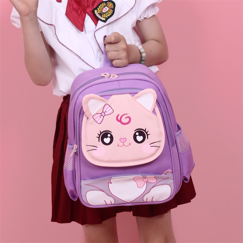 This year's new children's cartoon kindergarten schoolbag, large-capacity large class, cute preschool backpack, little cat and little bear details Picture
