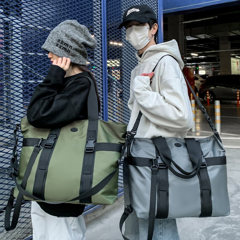 Short-distance travel bags, men's large-capacity sports and fitness bags, trendy brand lightweight hand-held luggage bags, business trip and travel storage bags full figure