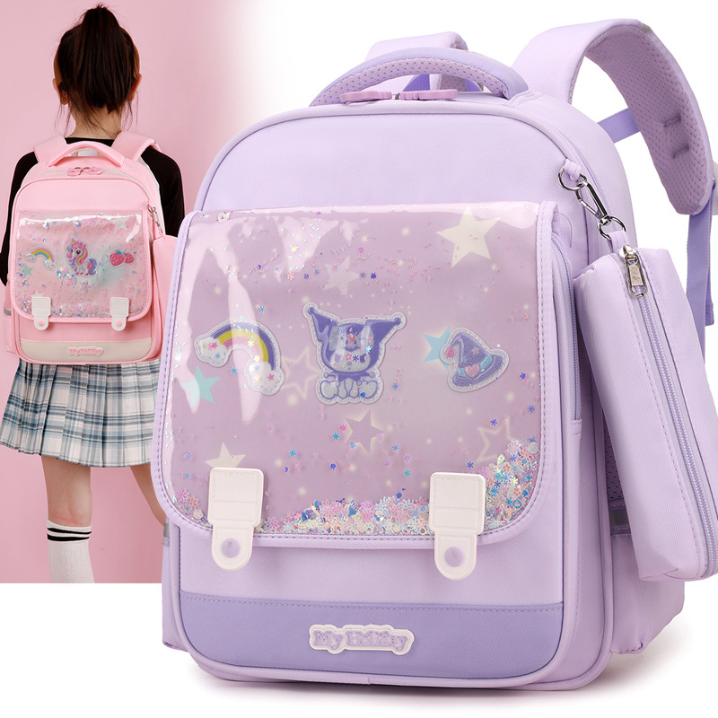The new schoolbag is a stylish, waterproof and lightweight backpack for girls and boys in grades 12 and 34 of primary school Specification drawing