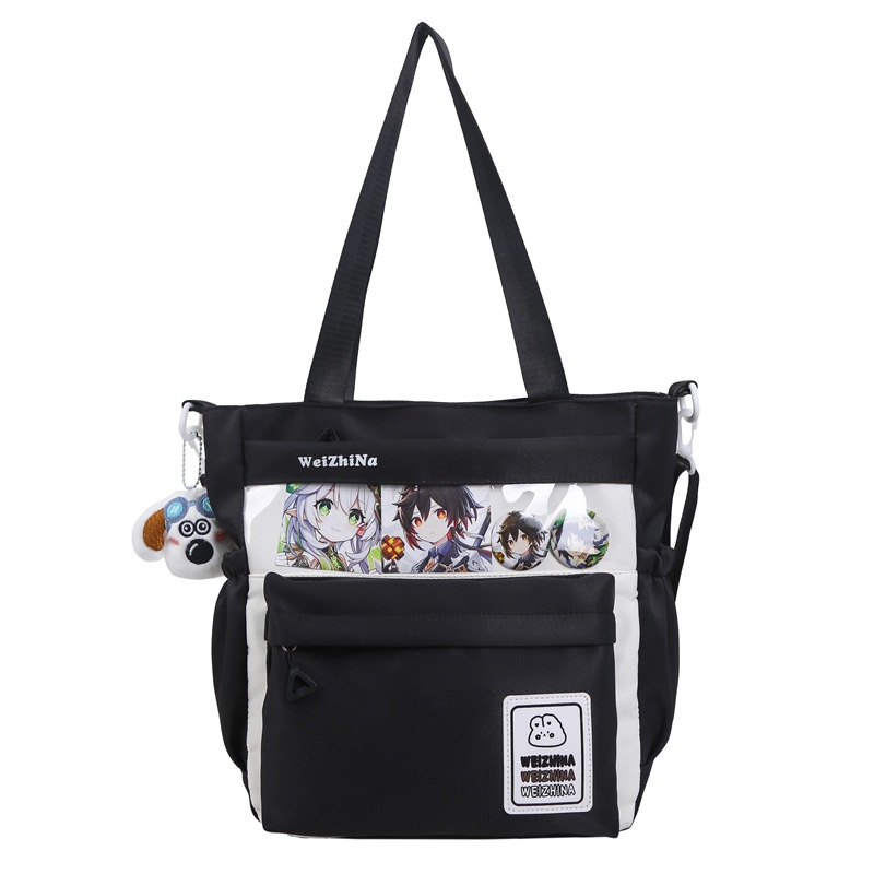 A new Japanese-style ins school style, fresh and sweet, color-blocking and patchwork tutorial bag for women, a lightweight tutorial travel crossbody bag Item Picture