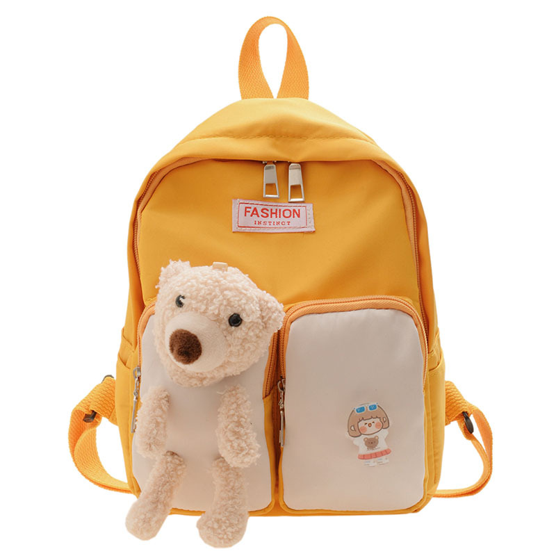 New double-pocket bear backpack, cute cartoon backpack, large-capacity children's backpack for boys and girls Item Picture