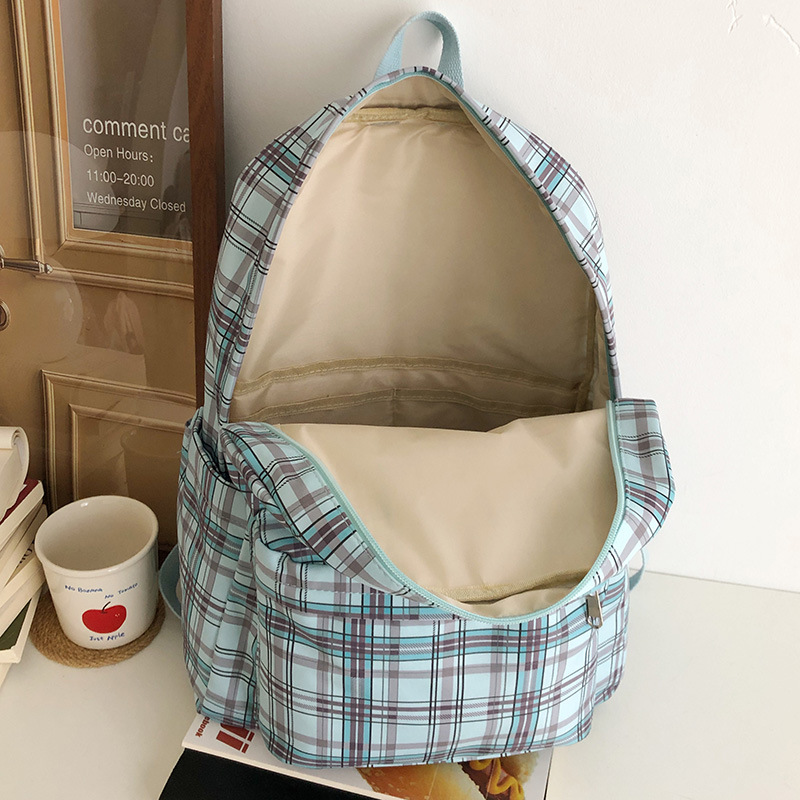 Korean style ins school style fresh checkered schoolbag for women 2025 Spring New high appearance level backpack for students Application Scenario