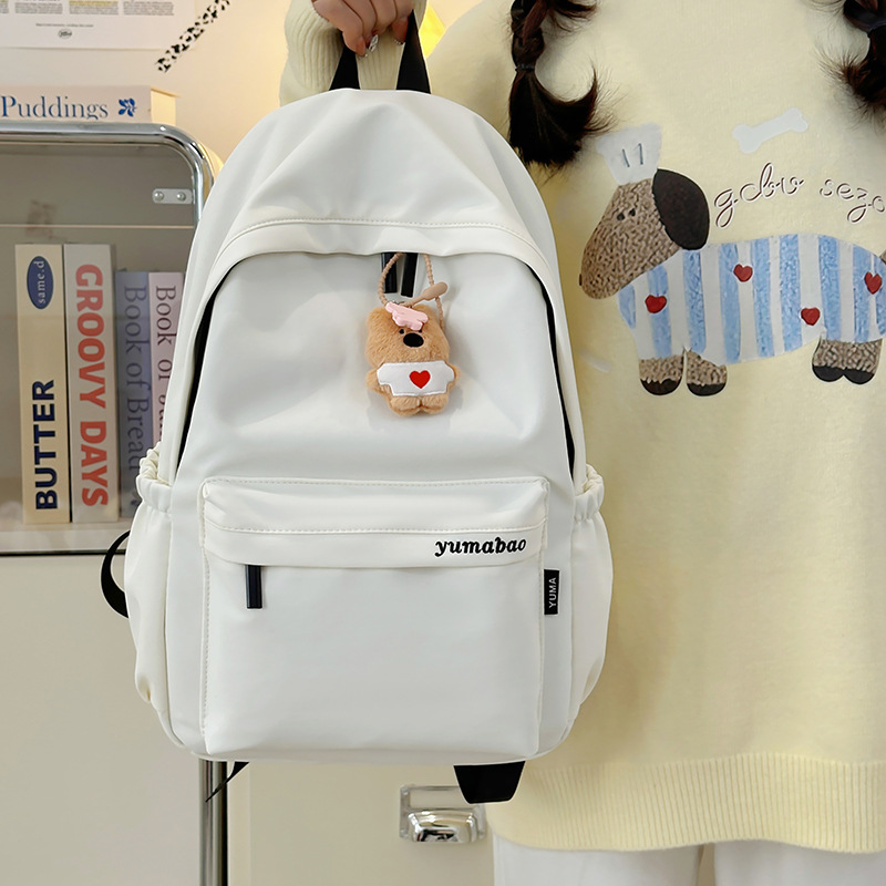 Simple and versatile ins campus-style backpack for girls, large-capacity Korean version ins high appearance level schoolbag for junior and senior high school students full figure
