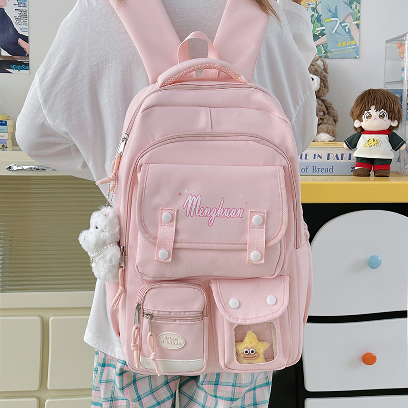 A new, fresh and sweet, candy-colored backpack with a Japanese style in the school style, featuring multiple compartments and large capacity details Picture