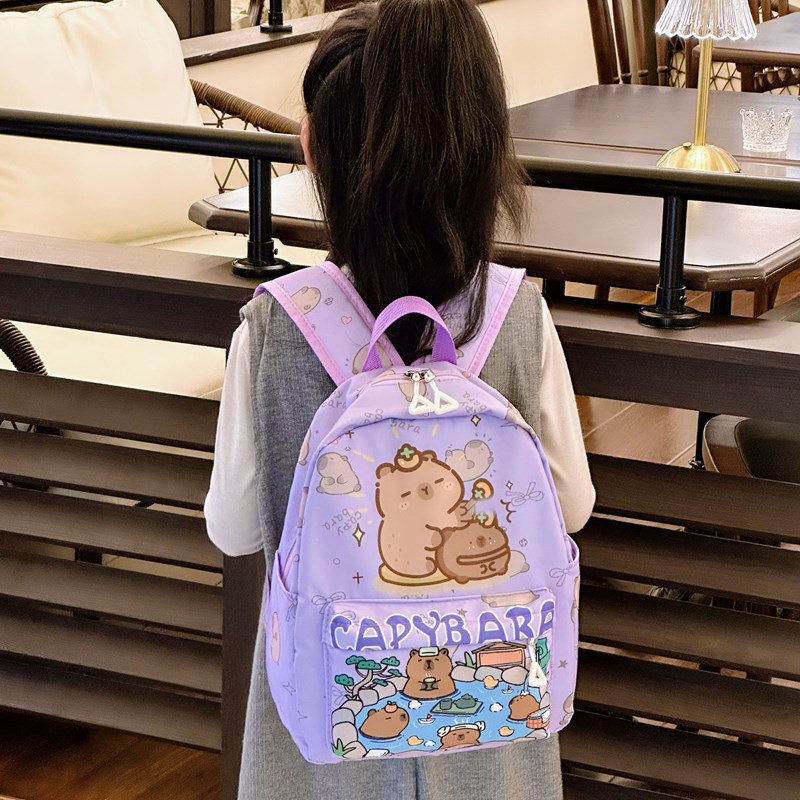 New winter cute cartoon large-capacity children's schoolbag, primary school students' cartoon bear printed nylon backpack Application Scenario