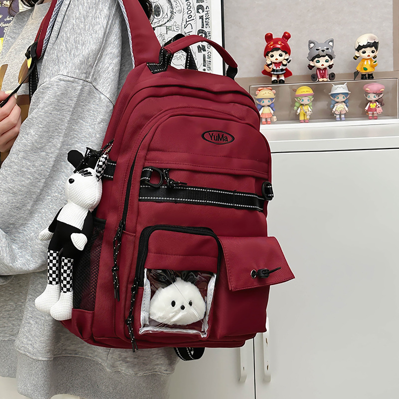 New female schoolbag, Korean version, large-capacity, simple backpack for junior and senior high school students, trendy brand, casual single-shoulder bag for college students details Picture
