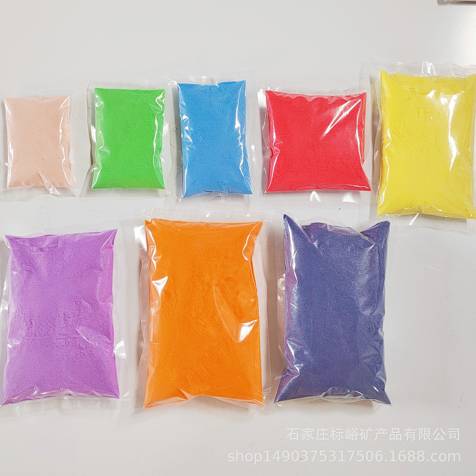 Colored sand small packages, 80-120 mesh colored sand bags, small packages of fine sand foundation colored sand DIY sand painting bags Specification drawing