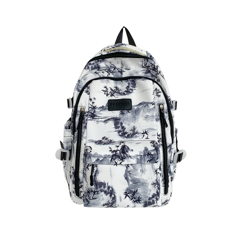 Simple schoolbag treasure, girl tie-dye ink-wash backpack, national trend style, versatile, high appearance level backpack for primary and secondary school students Item Picture