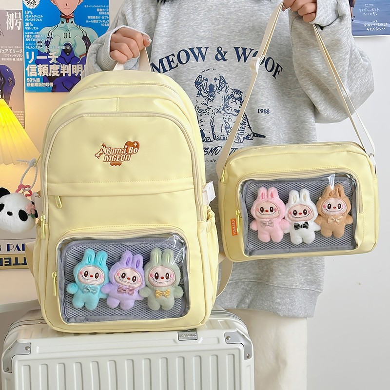 A new Japanese-style, simple and cute, fresh crossbody single-shoulder bag with multiple transparent layers for junior and senior high school students details Picture