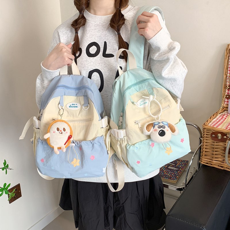 New spring lazy large-capacity backpack, versatile, sweet travel backpack, cute college student high appearance level schoolbag full figure