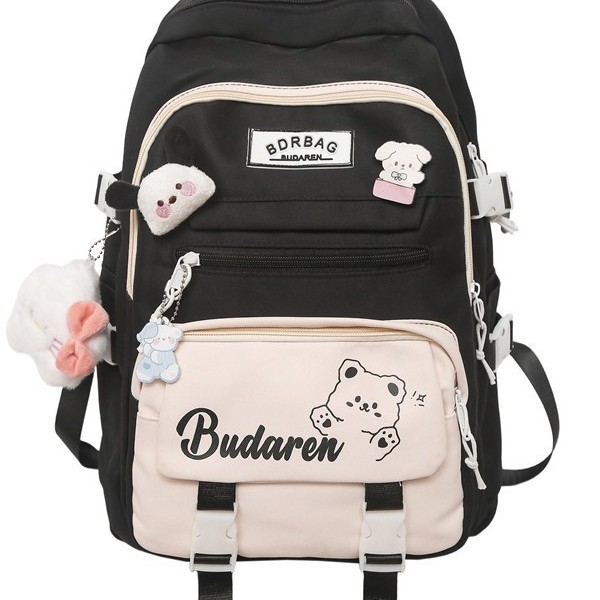 A new high-appearance-level college style, fresh, sweet and cute bear backpack, a lightweight and large-capacity backpack for junior and senior high school students Item Picture