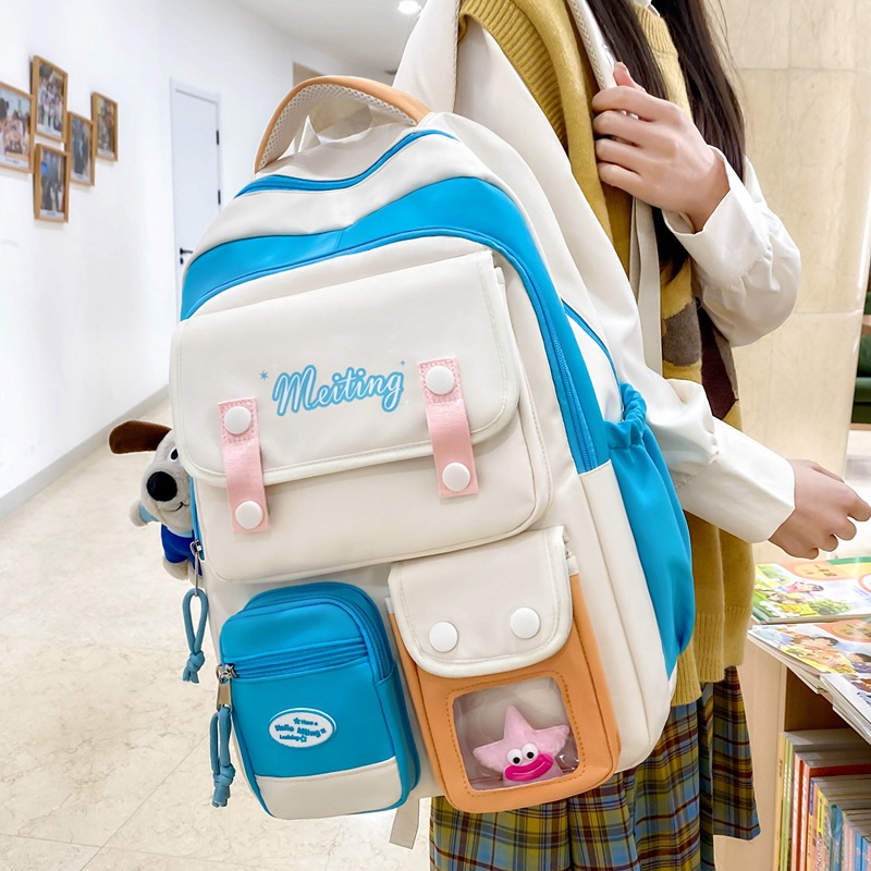 Korean original large-capacity schoolbag, niche design, casual, versatile and fashionable backpack, lightweight and simple commuting backpack details Picture