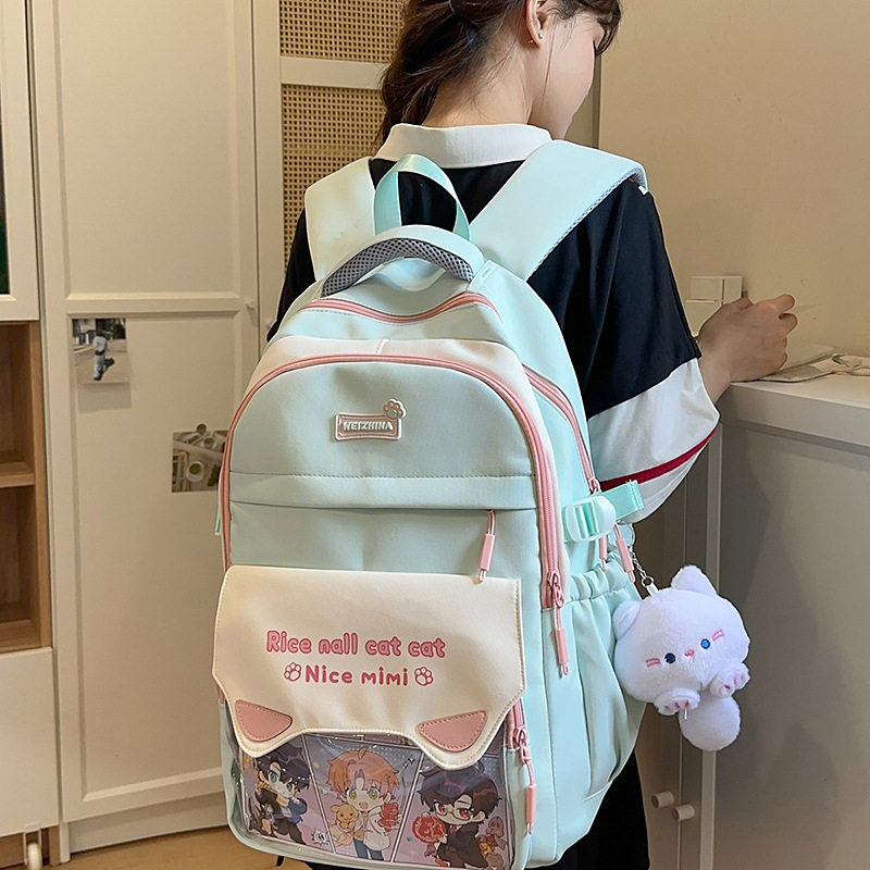 The new Korean version of Instagram, with a high level of appearance and a fresh school style, is a lightweight backpack for junior and senior high school students with color blocking and splicing details Picture
