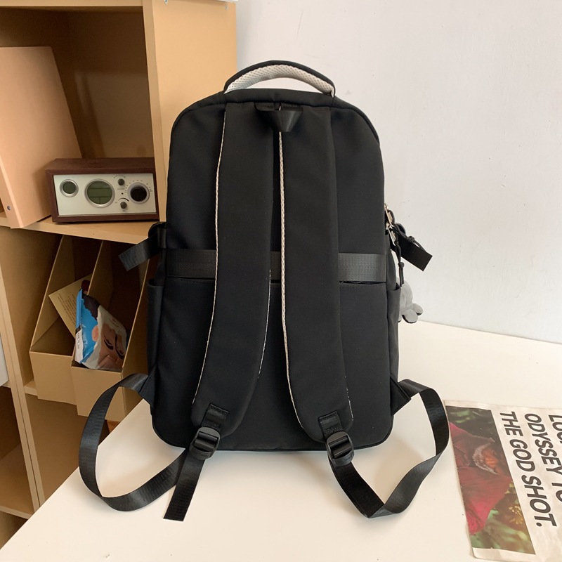 Spring new simple and large-capacity couple casual backpack, high appearance level Korean-style trendy backpack for junior and senior high school students Specification drawing