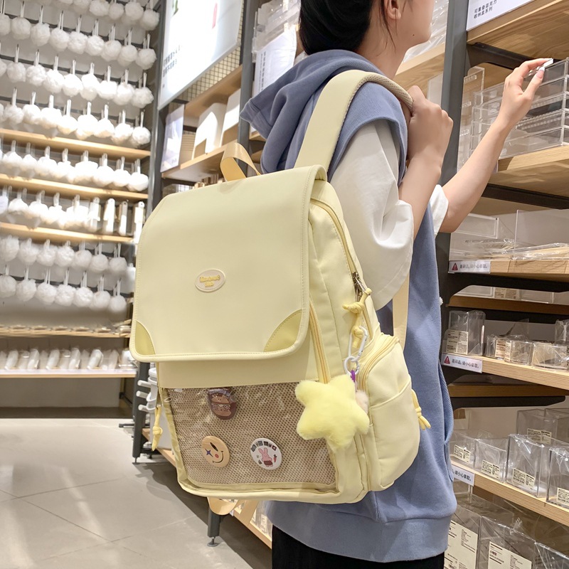 Japanese-style Instagram sweet girl backpack, 2D academy style student schoolbag, high appearance level, baggy backpack details Picture