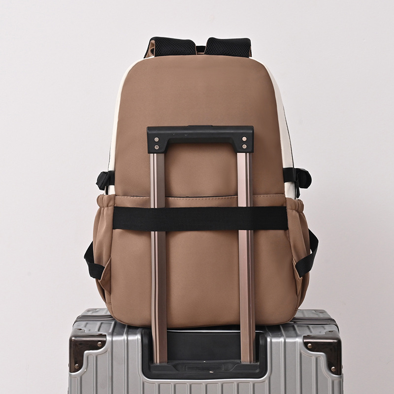 A new Korean-style ins high-appeartion-level workwear backpack with a school style and color-blocking splicing, and a large-capacity backpack for junior and senior high school students Specification drawing