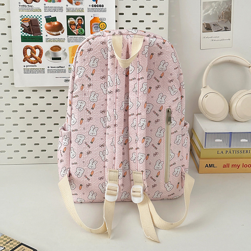 Korean InS-style floral print schoolbag for junior and senior high school students, high appearance level, large-capacity backpack, simple and lightweight campus backpack Specification drawing