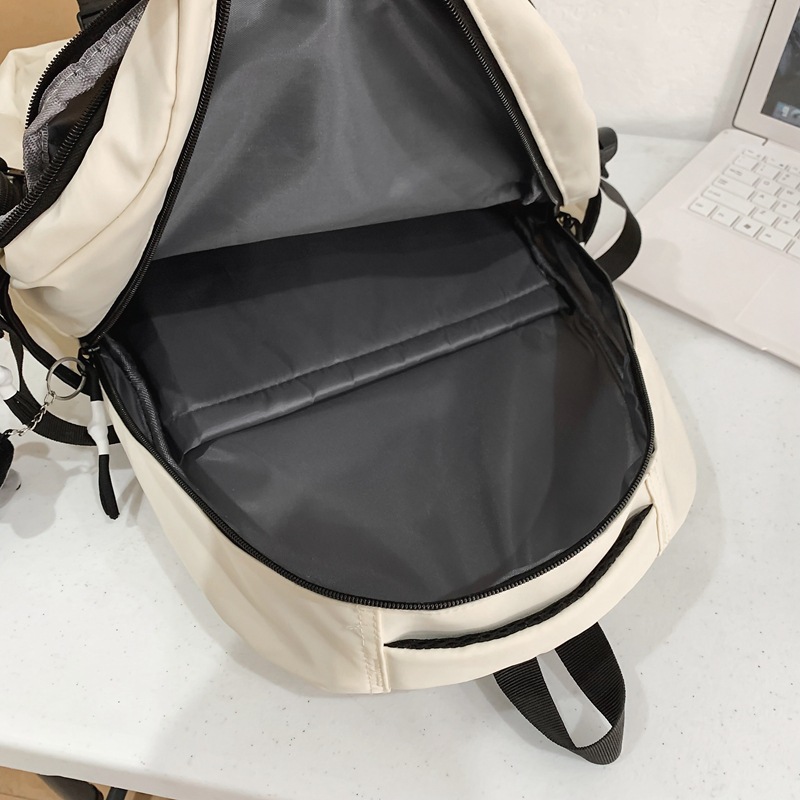 Japanese-style workwear-style schoolbag for girls, Korean-style high school and junior high school students, cool large-capacity solid-color backpack, travel backpack for men Specification drawing