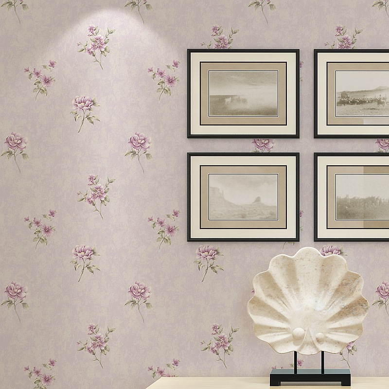 Light purple 3D pastoral small floral wallpaper for bedrooms, living rooms, hotels, beauty salons, warm rose essence pressed wallpaper Specification drawing