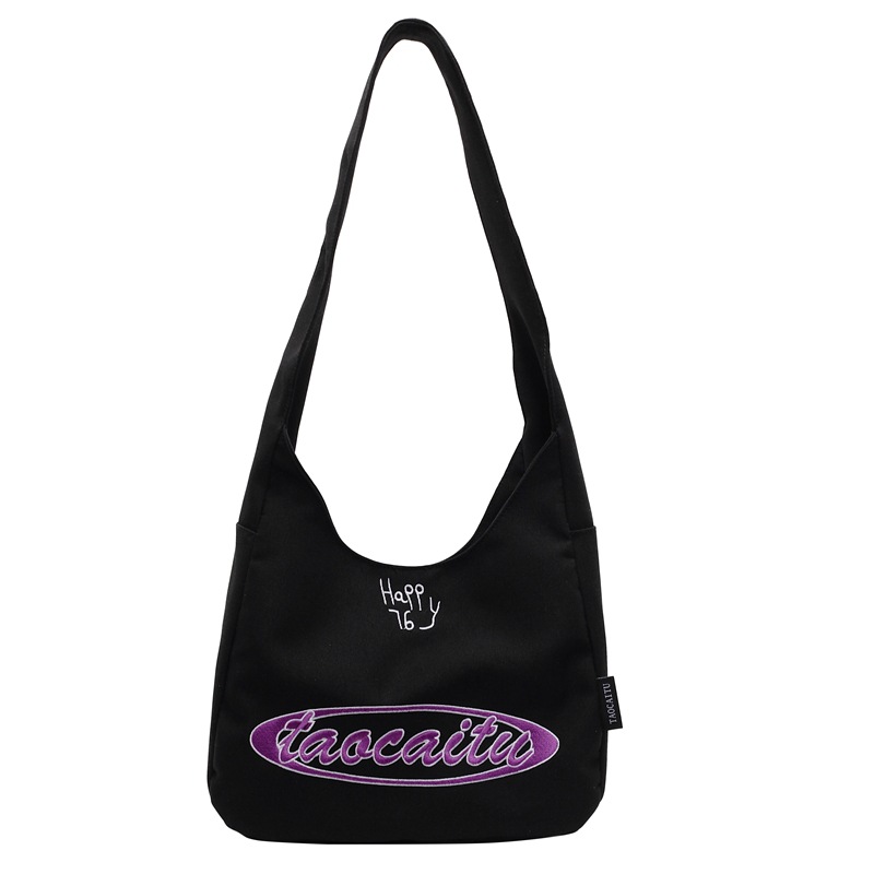 2025 New Japanese-style casual canvas single-shoulder bag, Korean-style school-style tote bag, large-capacity commuting bag for classes Item Picture