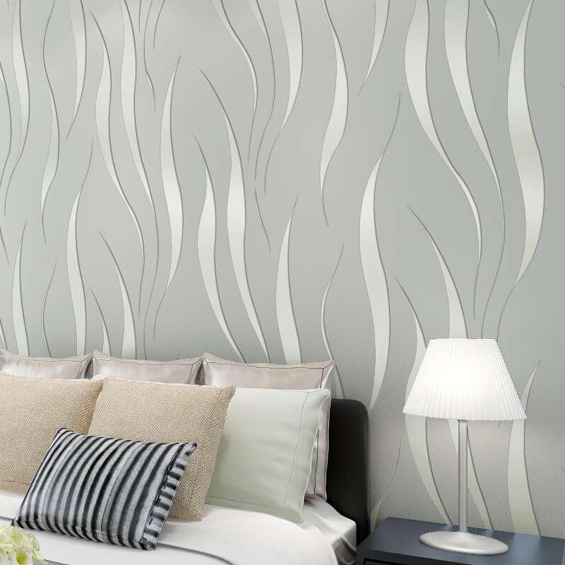 Fashionable and simple 3D wavy pattern wallpaper, non-woven fabric foam wallpaper, bedroom and living room background wall, full coverage of home decoration wallpaper full figure