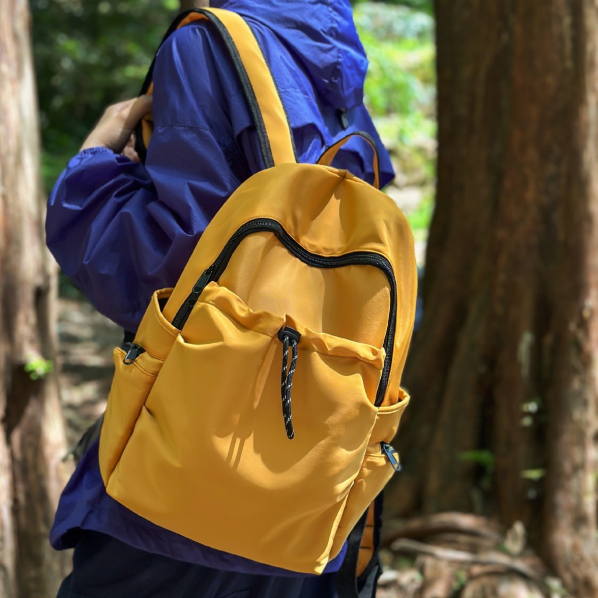 A new high-appeal mountain-themed Instagram multi-pocket solid-color drawstring large-capacity backpack for mountain climbing and travel details Picture