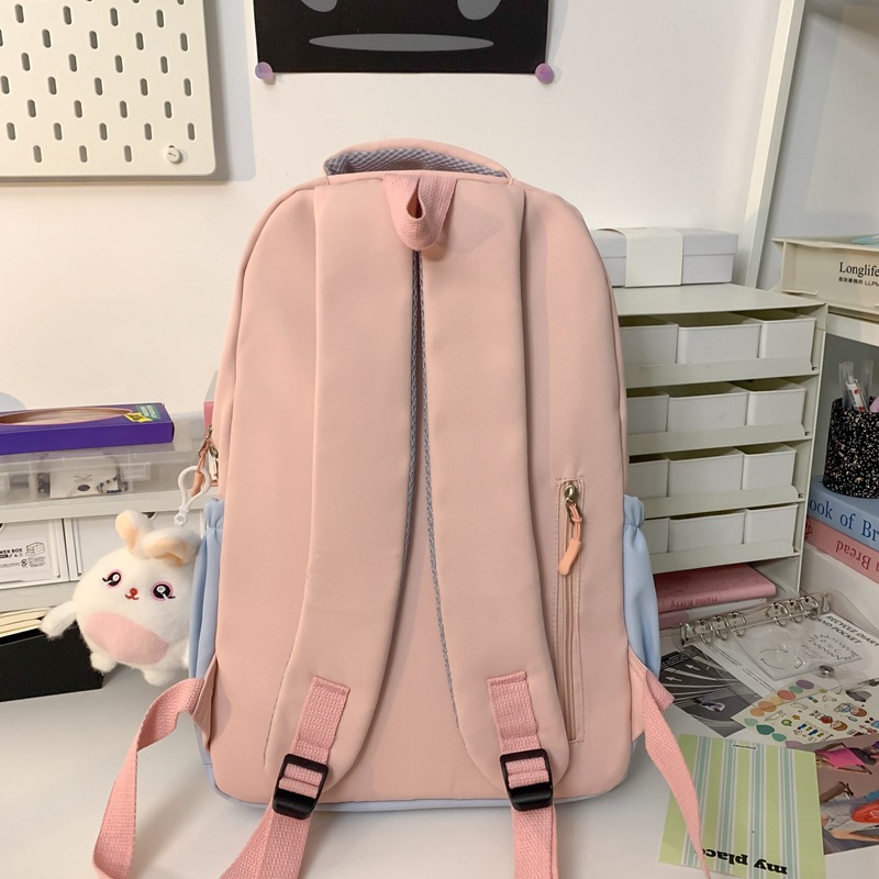 The fresh and color-blocking backpack will charm you. It's a versatile backpack for college students, a commuter bag for women, and a cute travel backpack for mom Specification drawing