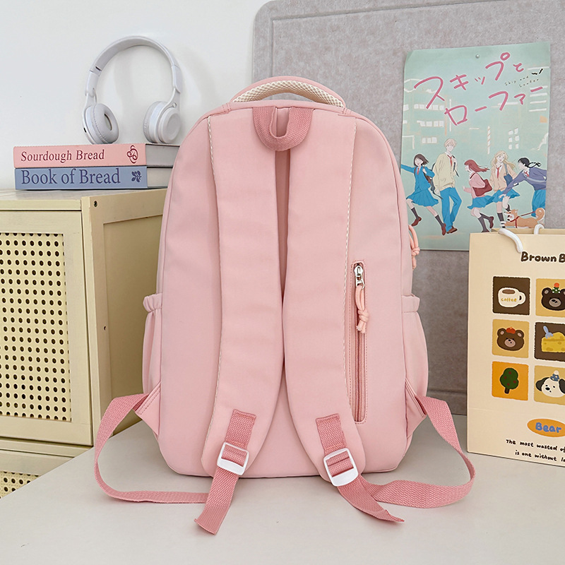 A Japanese-style Instagram soft girl's simple backpack, a versatile lightweight schoolbag for college students, a fresh and sweet casual backpack Specification drawing