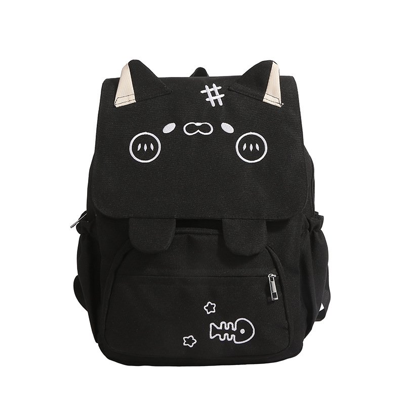 2025 New Japanese-style cute printed kitten backpack, large-capacity versatile schoolbag, casual and simple travel backpack Item Picture