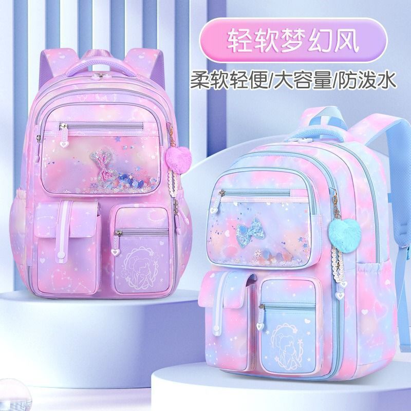 New primary school schoolbag refrigerator type large capacity children 's schoolbag for girls 1-3-6 grade reduced burden backpack for girls details Picture