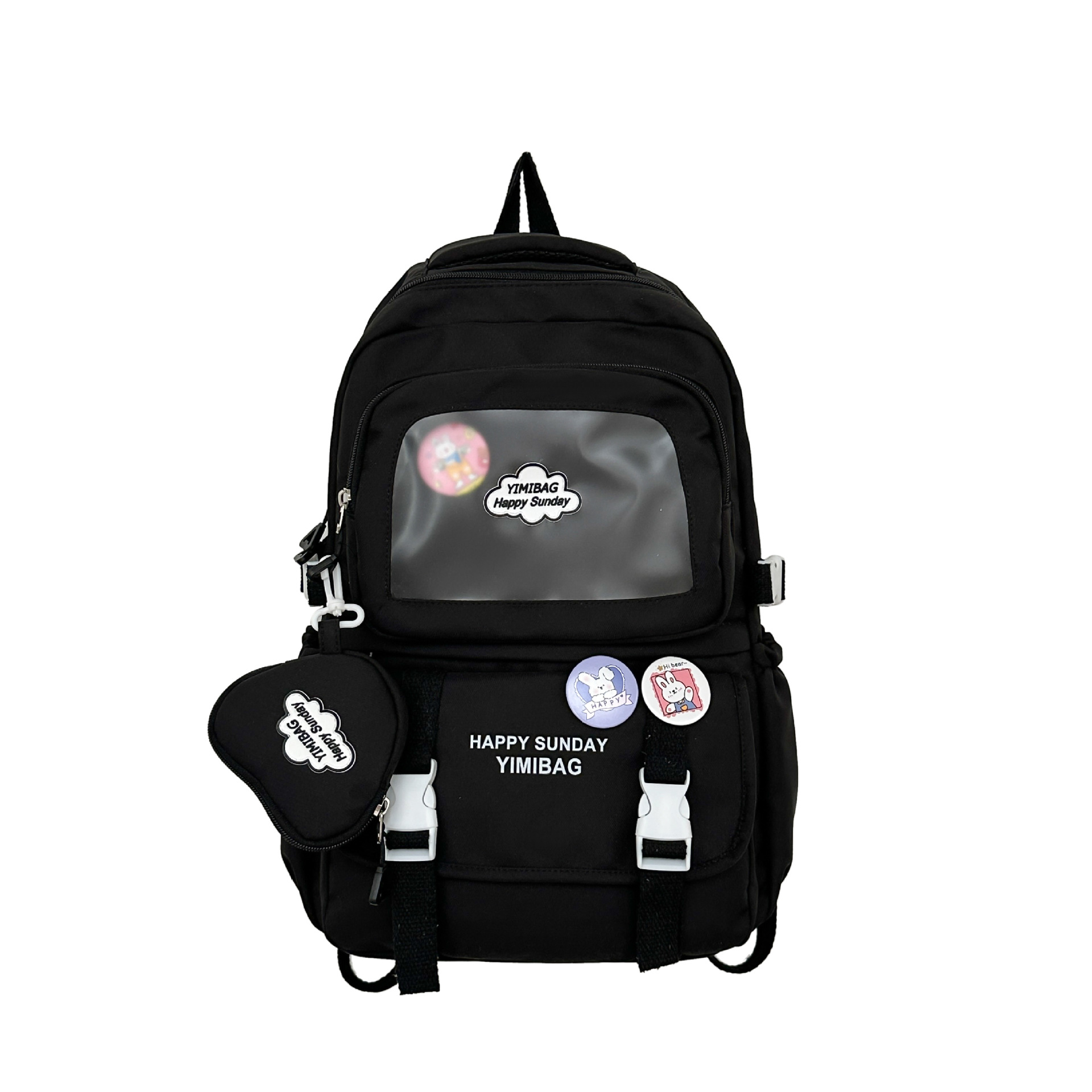 A Japanese-style Instagram fresh and cute backpack for young girls, a versatile backpack, a cute transparent bag, and a schoolbag for primary and secondary school students Item Picture