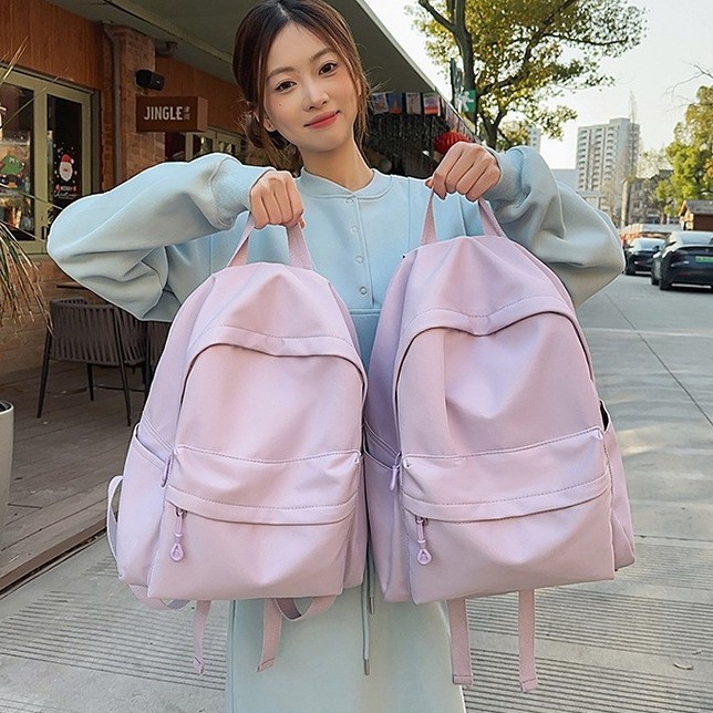 Summer fresh taro purple girlish backpack, Japanese-style ins solid color campus style backpack for junior and senior high school students full figure