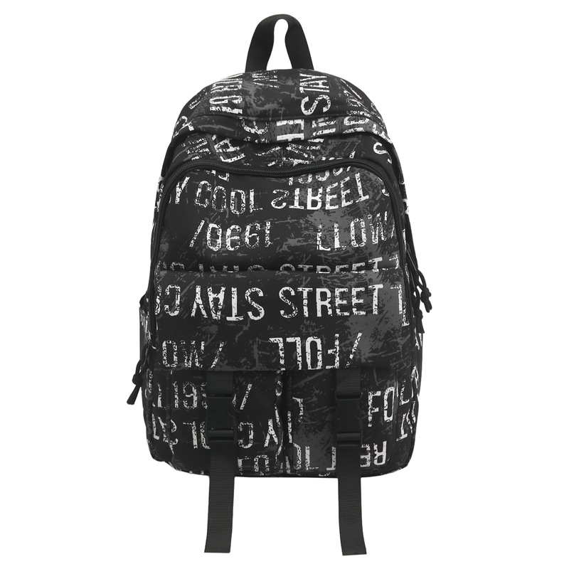 A new Korean-style Instagram backpack with a high level of appearance, cool and trendy color-blocking letter design, and a lightweight, large-capacity backpack for travel and mountain climbing Item Picture