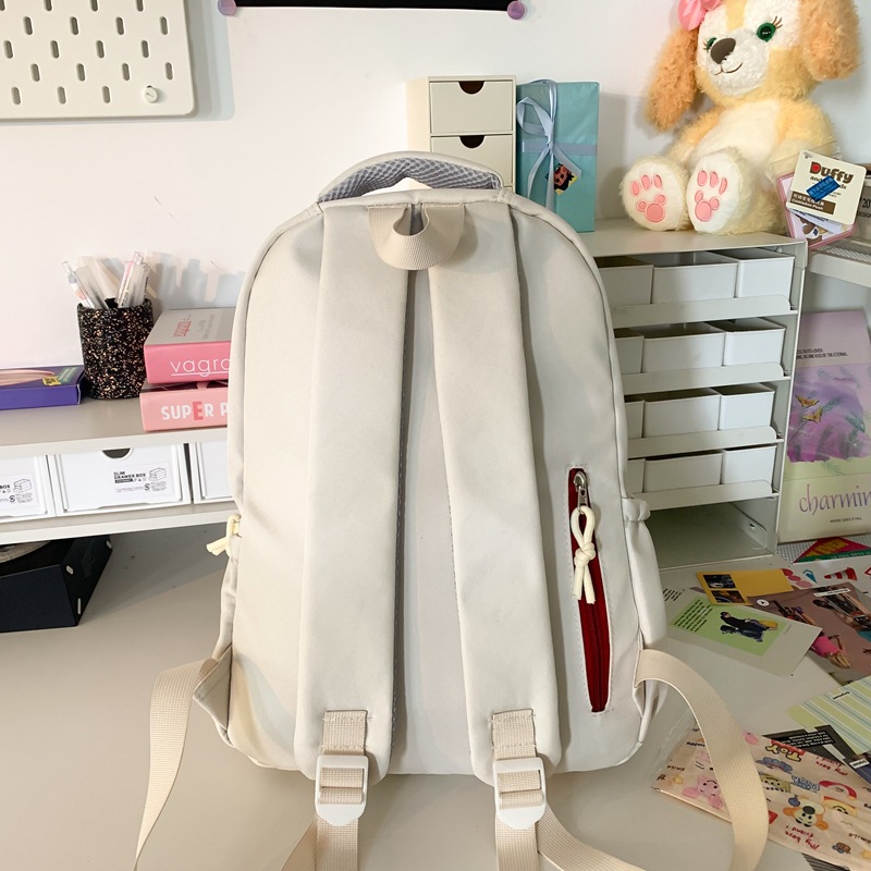 The 2024 new simple and casual middle school backpack for men is trendy, lightweight and versatile. It's a letter travel backpack for women Specification drawing
