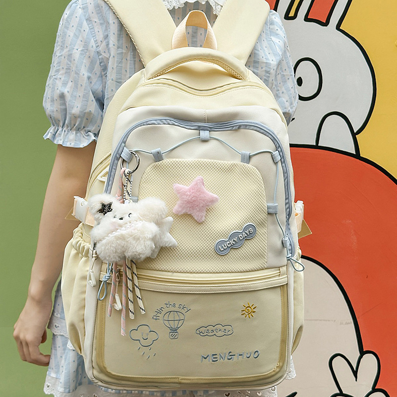 A new Japanese-style bag with a high level of appearance, fresh and sweet, color-blocking and patchwork, and a large-capacity backpack for a 2D girl full figure