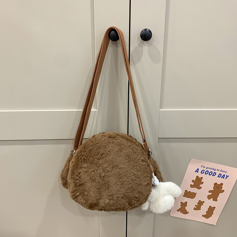 Cute puppy plush bag, crossbody bag, girl cartoon girl shoulder bag, versatile casual shopping doll, mobile phone case Specification drawing