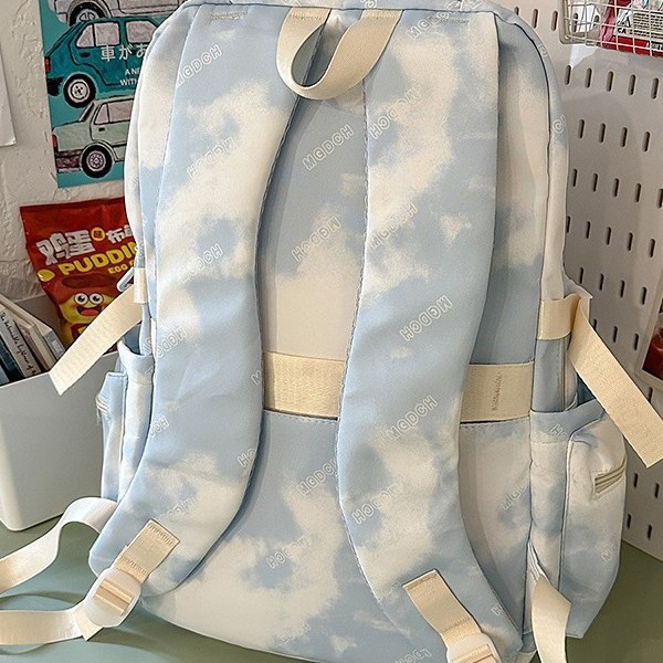 A new high-appearance-level, fresh and sweet tie-dyed color-blocking backpack from Japanese Instagram, a large-capacity backpack for female junior and senior high school students Specification drawing