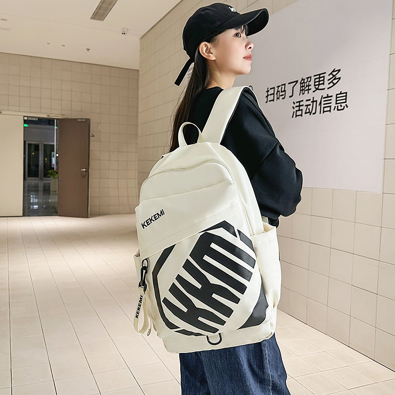 New high-appearance-level letter-style backpack for couples, casual, simple, lightweight, commuting, fashionable and versatile, large-capacity backpack full figure