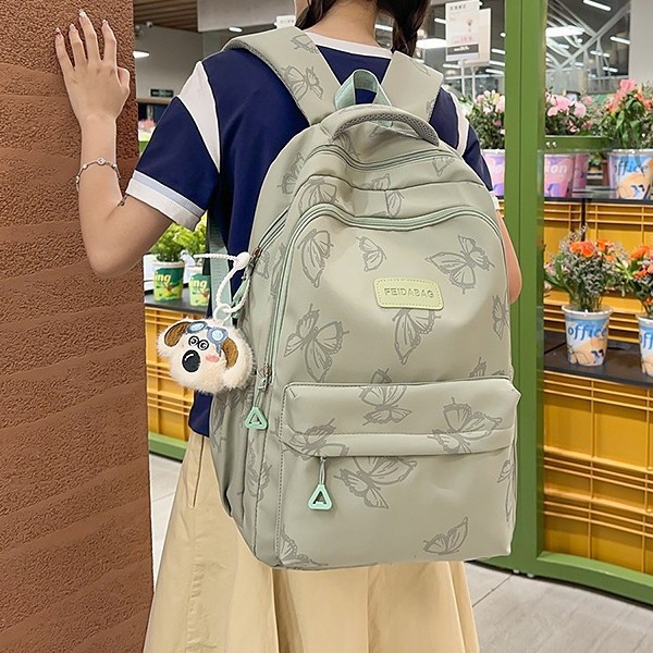 A new high-appearance-level forest-themed ins fresh and sweet butterfly backpack, a lightweight and large-capacity backpack for junior and senior high school students details Picture