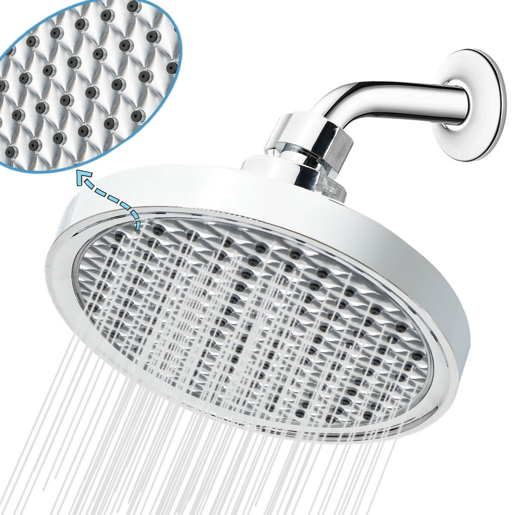 6-inch round shower head for foreign trade, pressurized shower head for bathhouse, hotel, bathroom, single-function shower head Specification drawing